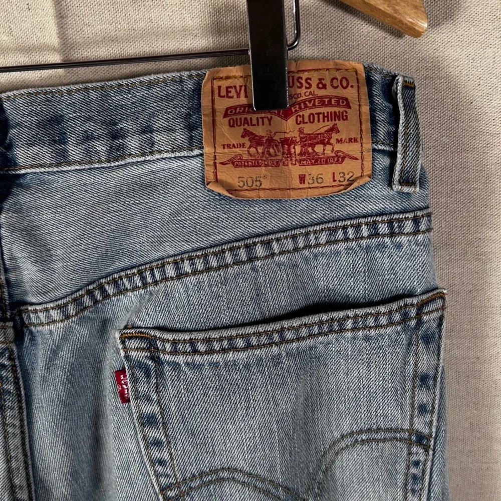 Levis 505 Regular Fit‎ Mens Jeans Blue Denim W36 L32 Light Wash Straight Leg